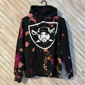 Ice Cube NWA Raiders Logo Black & Purple Pink Tie Dye Acid Wash Hoodie Sweater